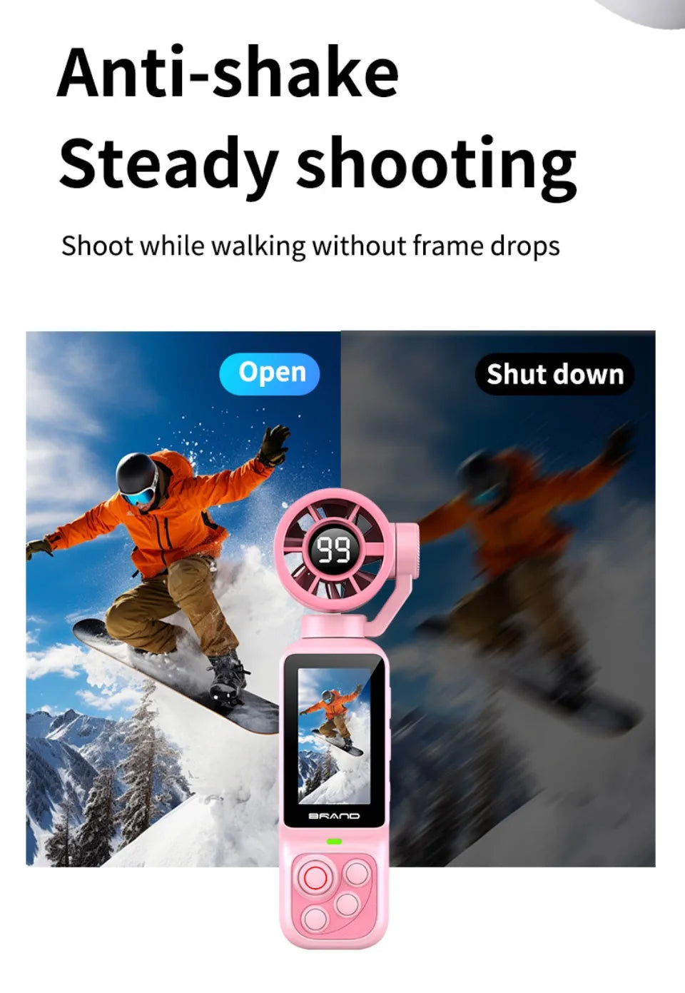 HD 2 in 1 Action Camera with 5 Speed High Speed Cooling Fan Video Recorder For Vlog YouTube Outdoor Shooting Handheld Action Cam