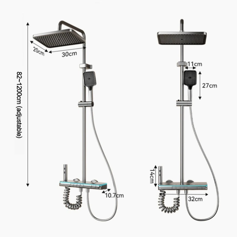 Digital Display Shower System Set Bathroom Shower Full Set Faucet Bathtub Mixer Shower Head Piano Button With Atmosphere Light