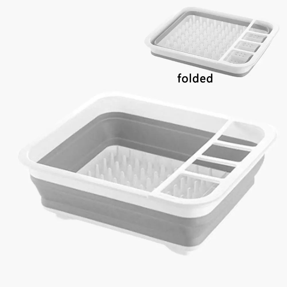 Kitchen Foldable Dish Rack Storage Water Leakage Tableware Bowl Dinnerware Drain Bowl Tray Home Drying Rack Washable Plastic