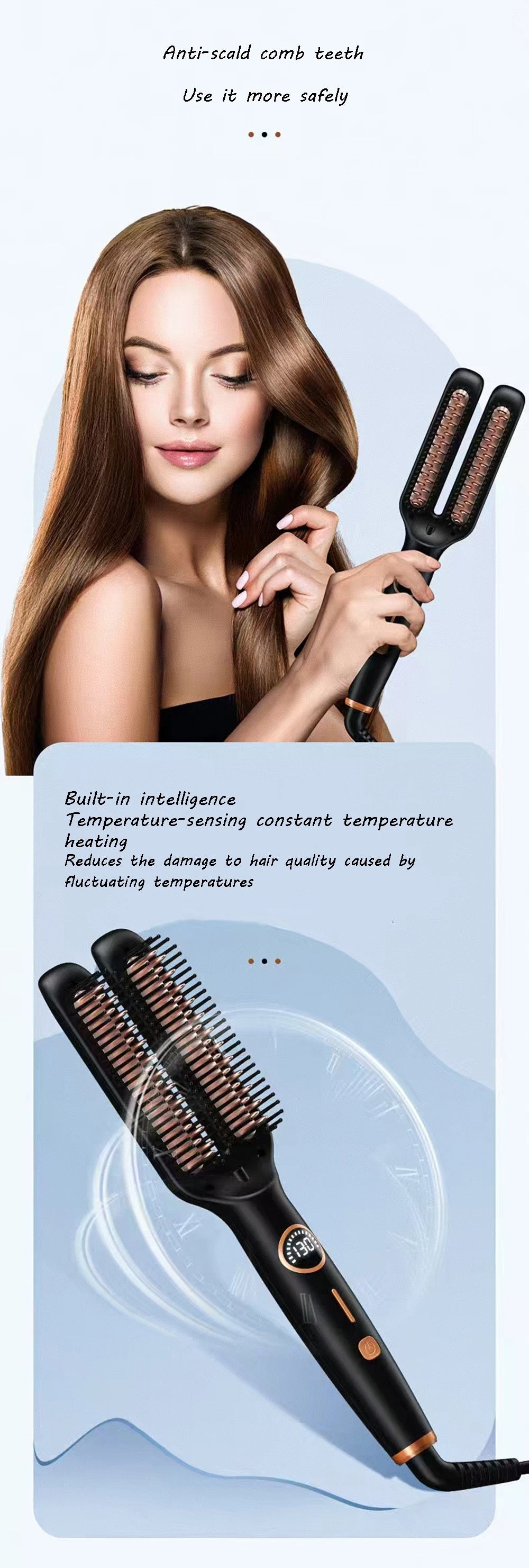 Curling Hair Straightener Hot Comb Electric Straighten Hair Brush Styling Tool Electric Hair Curler Brushes Salon Equipment