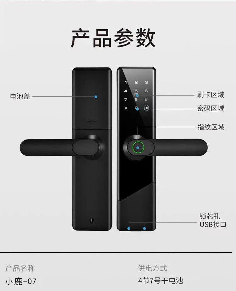 MOES Tuya ZigBee Smart Door Lock Indoor Password Fingerprint Remote Unlock Keycard Tamper Alarm Battery Powered Work With Alexa