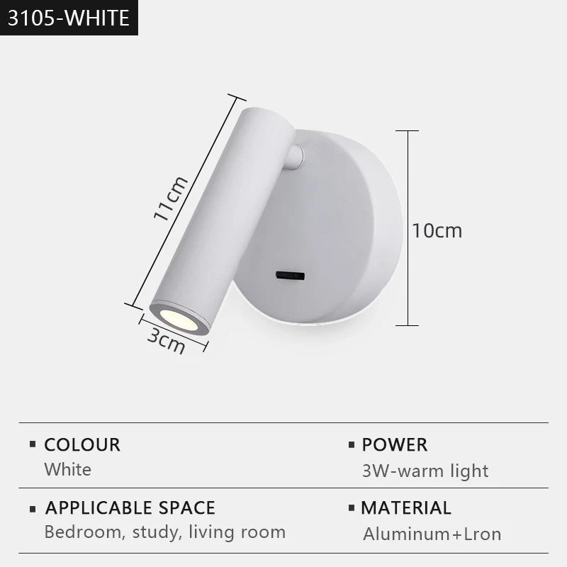 Modern LED Wall Lights Rotatable Adjustable Reading Lights Bedroom Bedside Living Room Study Room Household Lighting Fixtures