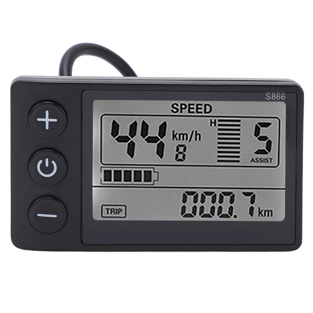 Electric Bike S866 LCD Display Electric Bicycle Display LCD Meter 24V 36V 48V Scooter Control Panel with SM/Waterproof Plug