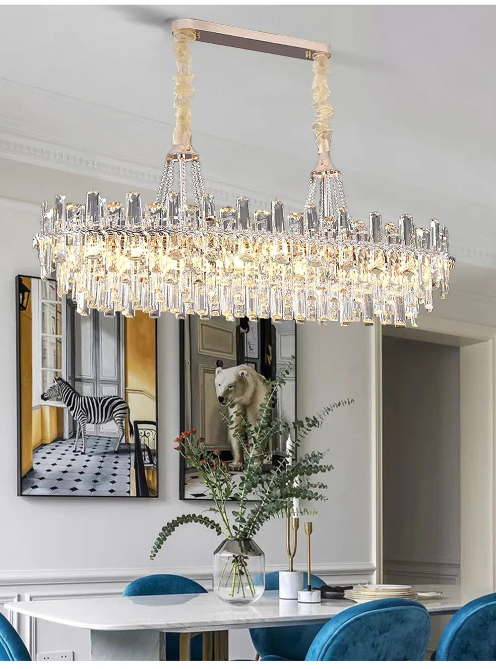 Modern Luxury Led Lights Clear Crystal Chandeliers for Living Room Villa Bedroom Dining Room Art Home Decoration Pendant Lamps