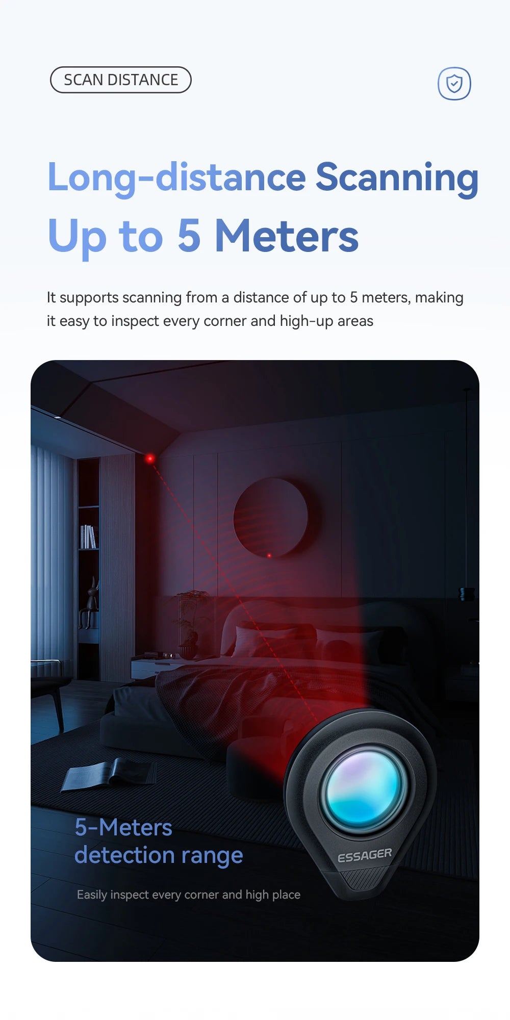 Essager Camera Infrared Detector Safe&Anti-Peeping Protection Detector Hotel Pinhole Lens Detect Security Alarm Anti Spy Candid