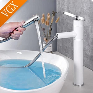 VGX Bathroom Faucets High Basin Mixer Sink Tall Faucet Gourmet Washbasin Taps Water Tap Hot Cold 360° Tapware Crane Brass Black