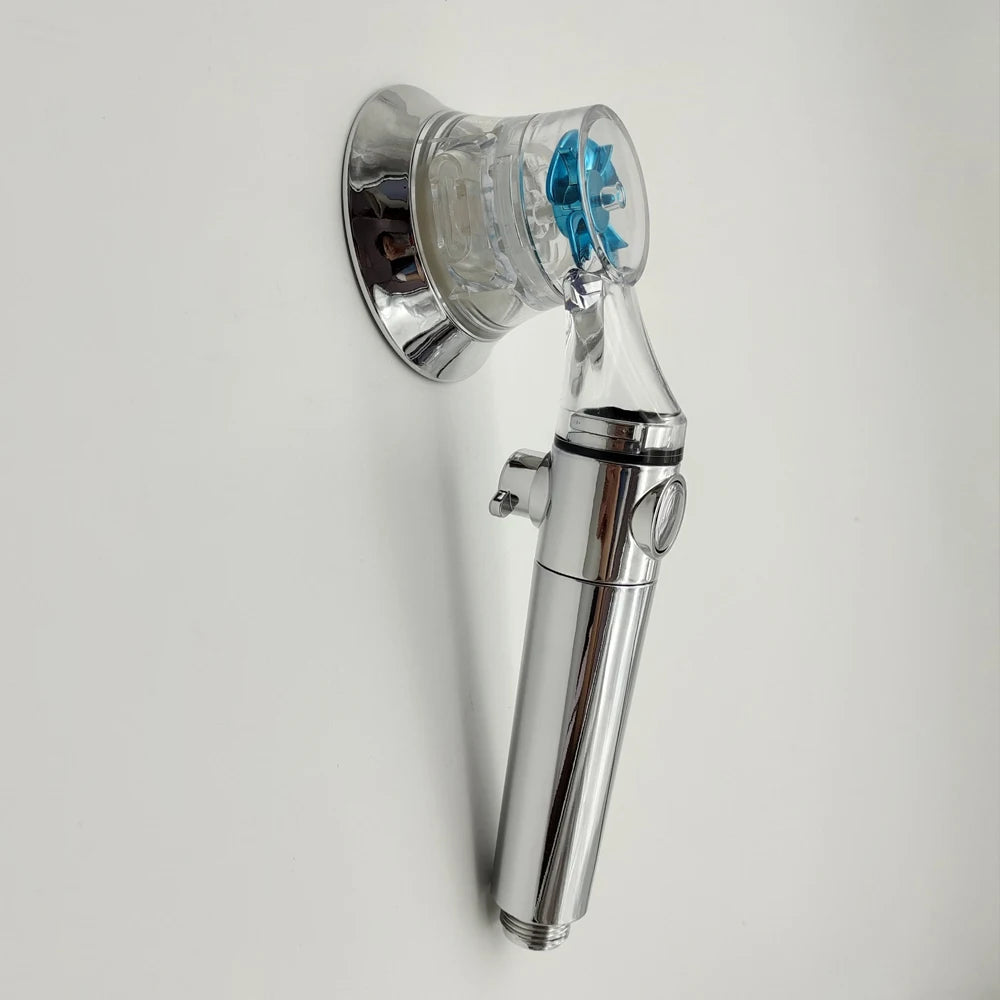 Propeller Pressurized Shower Head High Pressure With Stop Button Filter Water Saving Rainfall Showerhead Bathroom Accessories