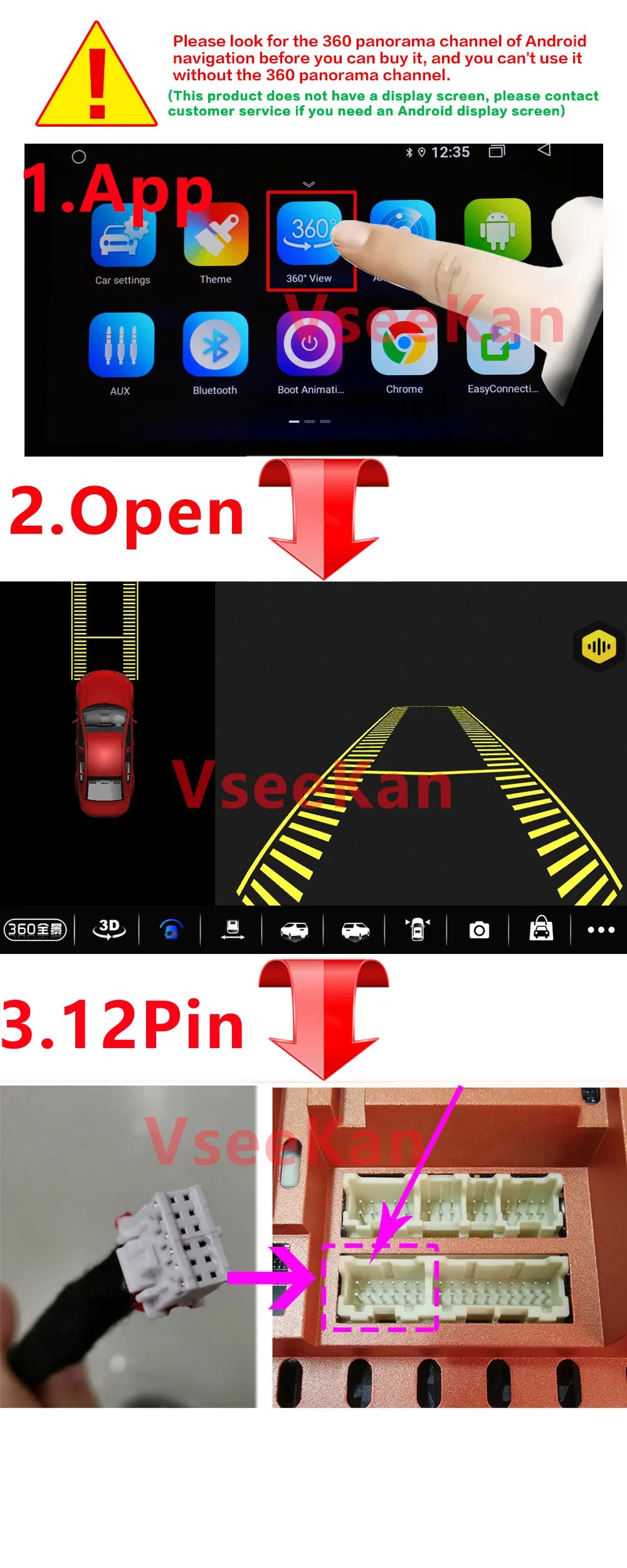 360°Panoramic Camera For Android auto system 360APP Front/Rear/Left/Right HD Camera AHD1080P With camera dedicated hole opener