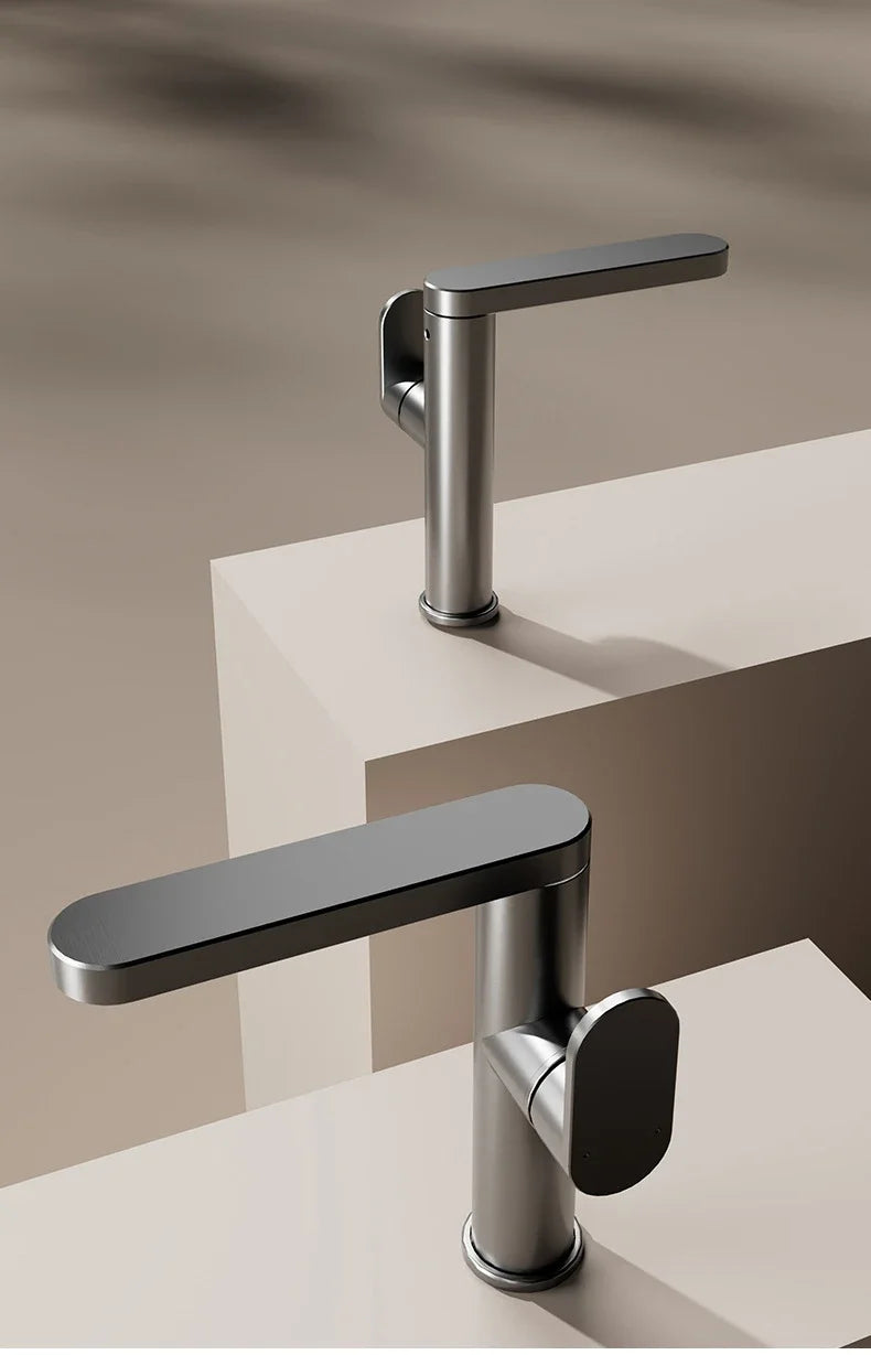 Bathroom faucet, 360 ° rotatable hot and cold sink faucet, space aluminum material