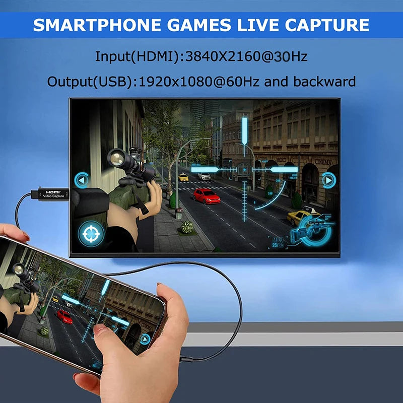 Metal 4K HDMI-compatible to USB Video Capture Card 1080P USB 2.0 Game Grabber Box For PS4 DVD Camera PC Recording Live Streaming
