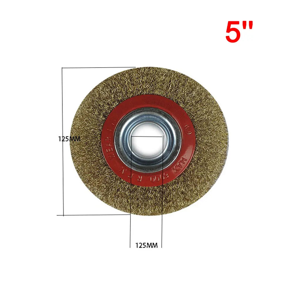 Flat Steel Wire Wheel Brush 5" 6" 8" Steel Wire Brush Rust Removal Polishing Tools For Bench Grinder Polish 125mm/150mm/200mm