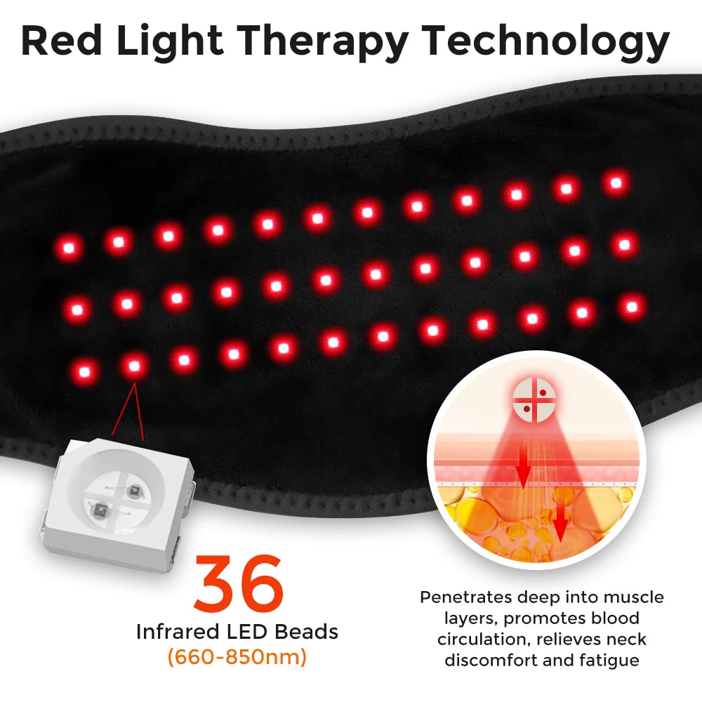 Electric Red Light Heating Neck Belt 660-850nm Infrared Neck Cervical Protection Neck Vibration Massage Pad