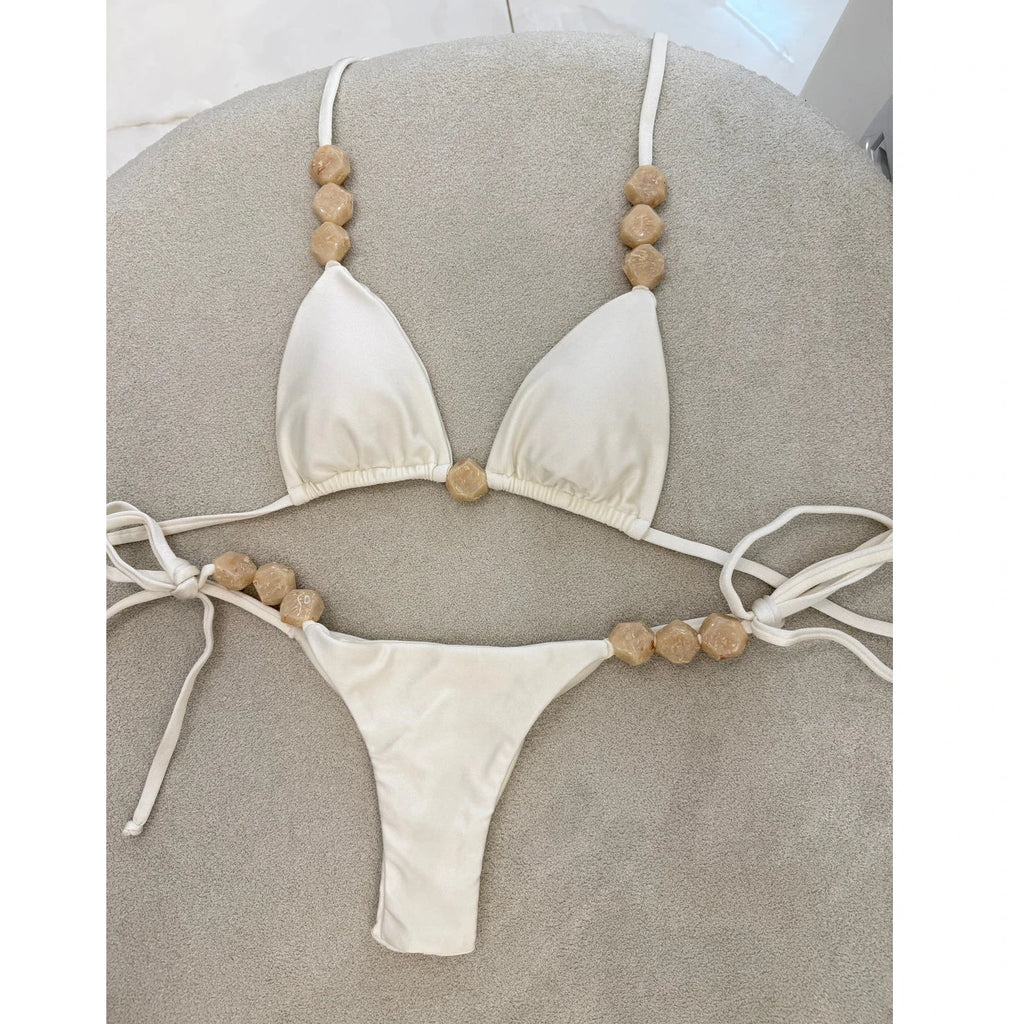 Sexy Bikini Swimwear Women Swimsuit Halter Bead Bikini Set Bathing Suit Two Piece Bikini Summer Beachwear