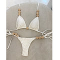 Sexy Bikini Swimwear Women Swimsuit Halter Bead Bikini Set Bathing Suit Two Piece Bikini Summer Beachwear