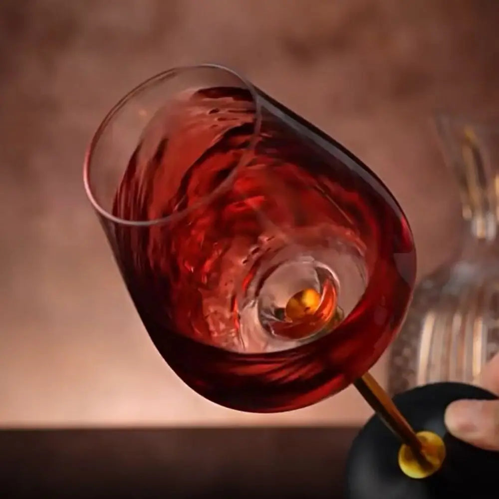 Unique Clear Rotating Glass Wine Glasses Ergonomic Holder Thickened Base Crystal Goblet 500ml Wine Decanter Glass Cup Whiskey
