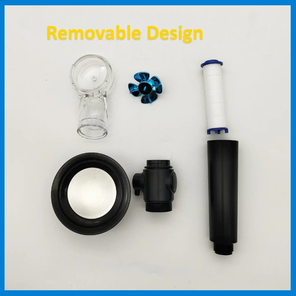 Propeller Pressurized Shower Head High Pressure With Stop Button Filter Water Saving Rainfall Showerhead Bathroom Accessories