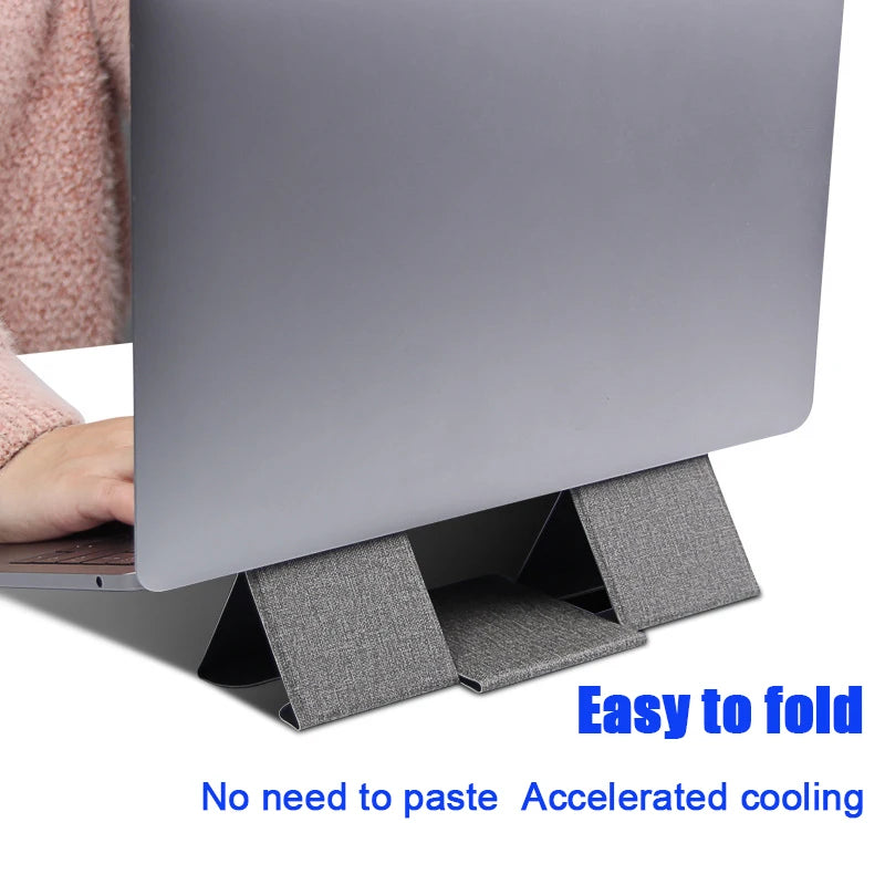 Portable Laptop Holder Desk Folding Desk Support PU Leather Stand Laptop Expansion Cooling Laptop Adjustable Stand Rack Bracket