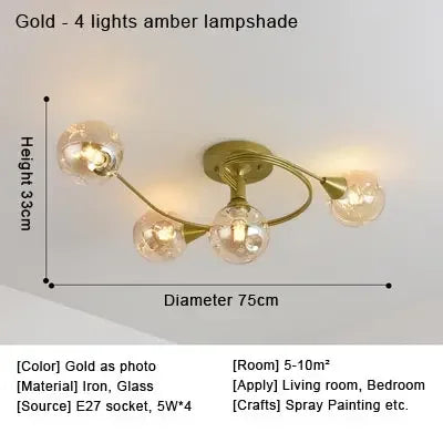 2025 Modern Led Ceiling Chandelier Nordic Glass Lamp Bedroom Kitchen Living Room Dining Room Decoration Home Ceiling Light Fixtu
