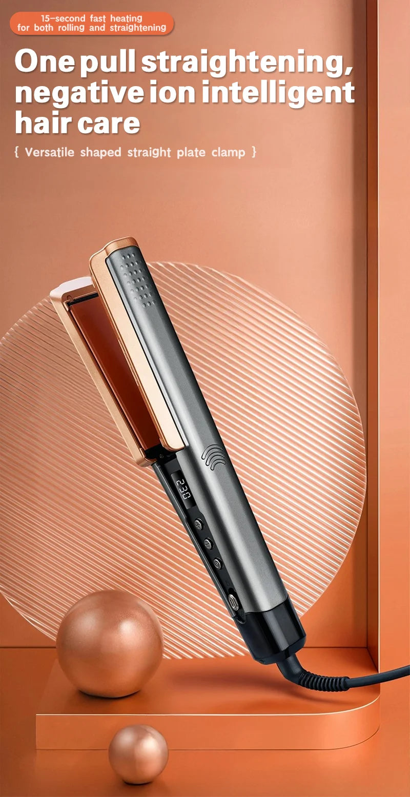 2 in 1 Hair Straightener Curling Ionizer with LCD Wide PanelProfessional Ceramic Hair Straightener with adjustable temperature