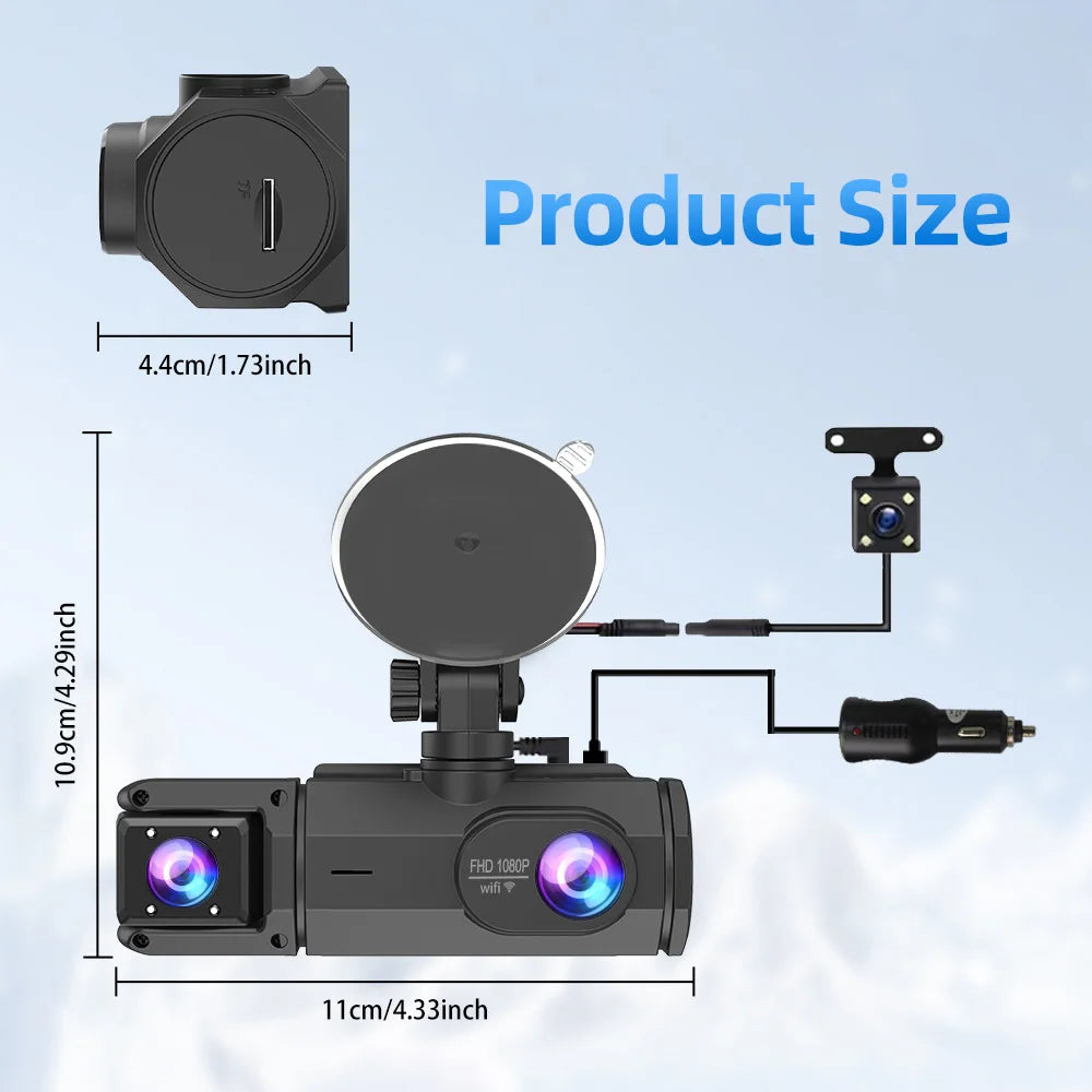 HD 1080P 2/3 camera Dash Cam for cars Front And Inside car camera with IR Night Vision Loop Recording wide angle Car DVR Camera