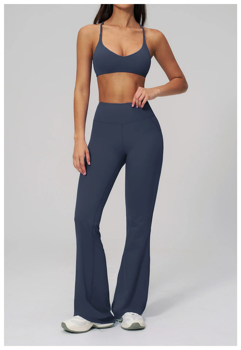 2PCS Flared Pants Yoga Set Women's Tracksuits Gym Fitness Outfits Sports Sets Female Shockproof Sports Bra Yoga Workout Clothes
