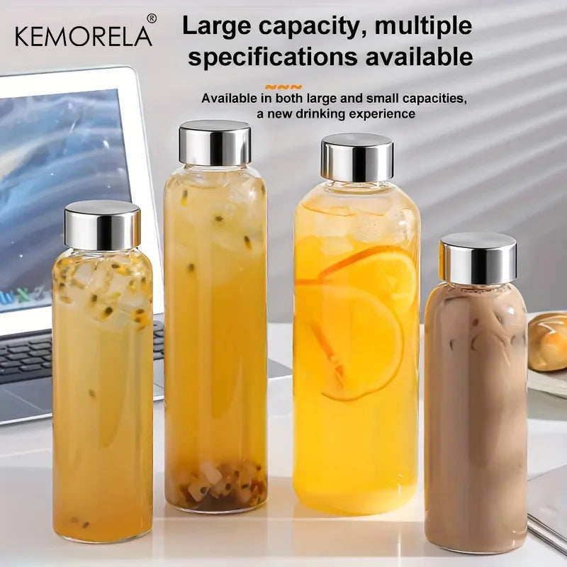 Glass Sports Water Bottle with Lid Leak-Proof And Heat-Resistant 500/750/1000ML for Travel And Storing Such As Juices, Smoothies
