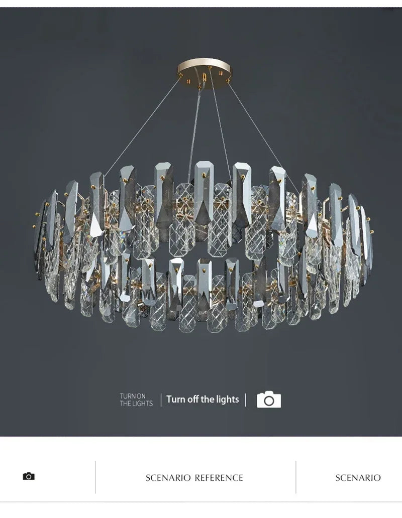 Postmodern Light Luxury LED Crystal Chandelier Atmosphere Dining Room High-end Home Bedroom Kitchen Living Room Pendant Lights