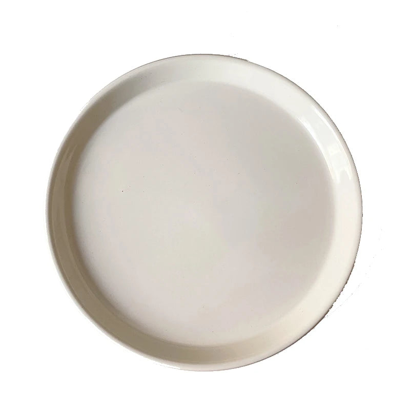 Retro Style White Ink-splashed Ceramic Bowl and Plate Western Food Steak Fruit Dessert Tray Salad Bowl Tableware Main Dish Plate