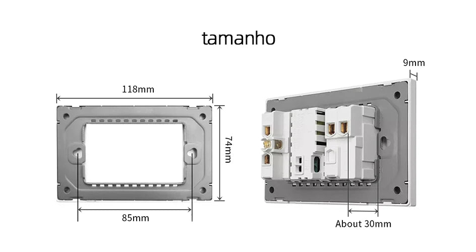 PSSRISE White Tempered Glass Standard sockets and switches brazil Switzerland Usb Type C Wall Socket Light Switch Smart Switch
