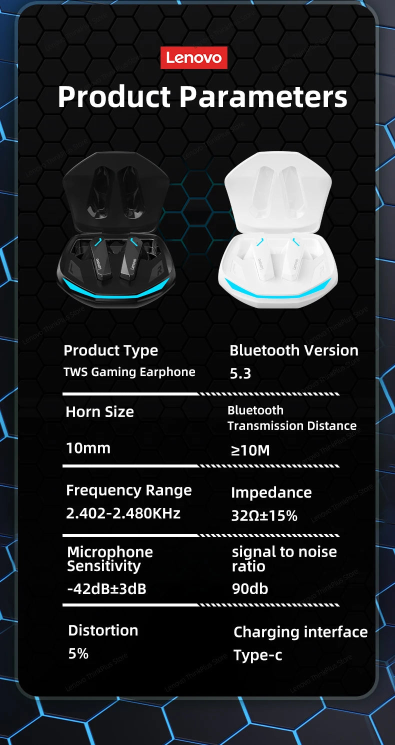 Choice Lenovo GM2 Pro TWS Wireless Bluetooth Headset Touch Control Mic Earbuds Headphones Noise Cancelling Air Pro Earphones