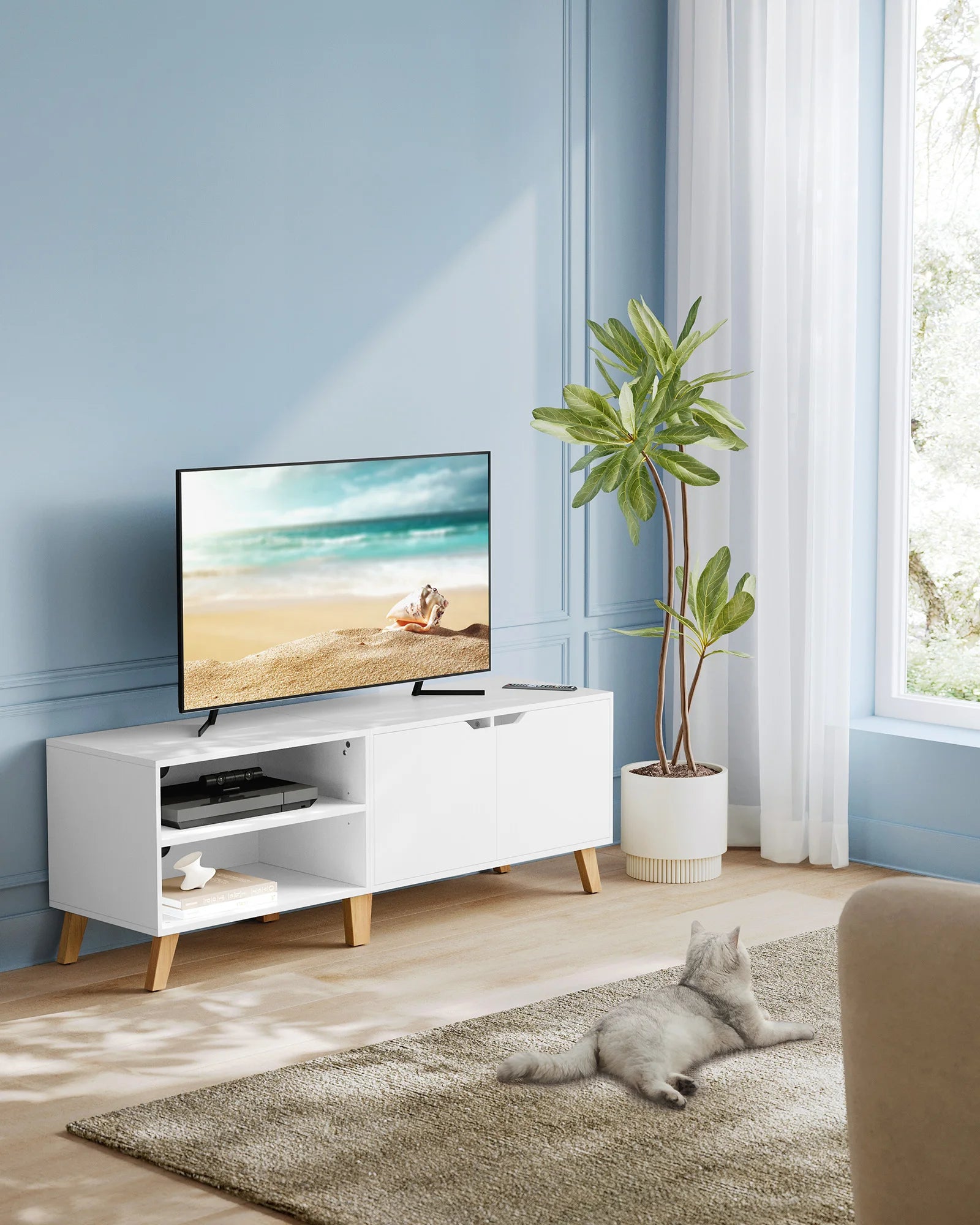 VASAGLE Low board TV wardrobe, Long 140cm, for television up to 65 inches