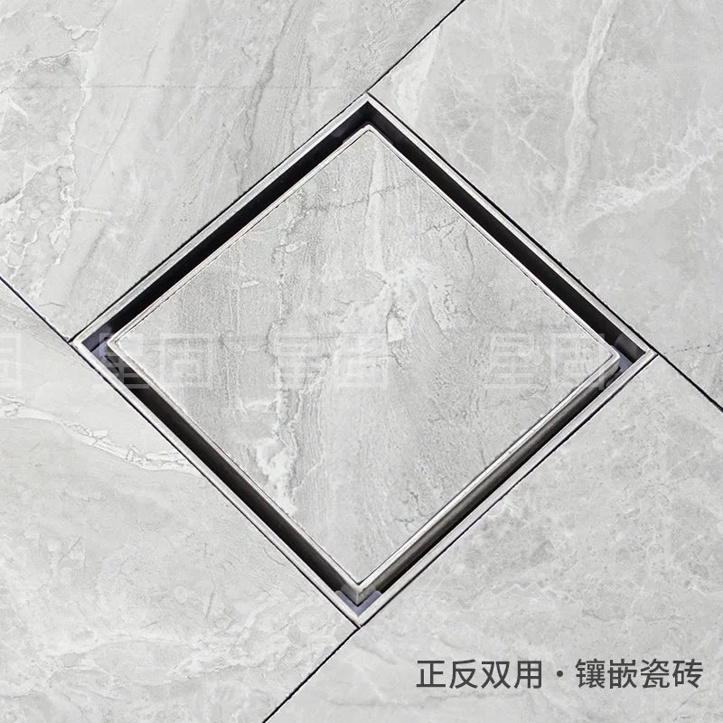 stainless steel Brushed Gold Floor drain 10*10cm Shower Square Deodorization Type Bathroom Water Flow Tile Insert Drain