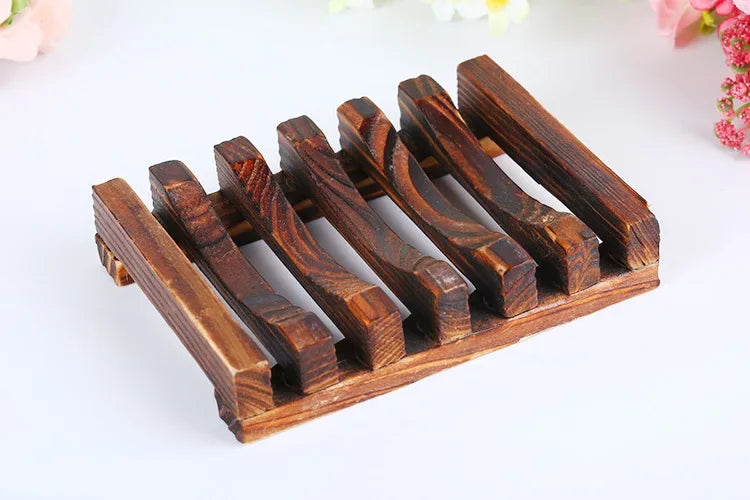 Natural Bamboo Soap Box Dishes Bath Soap Holder Wooden Case Tray Mildew Resistant Drain Bathroom Washroom Accessory