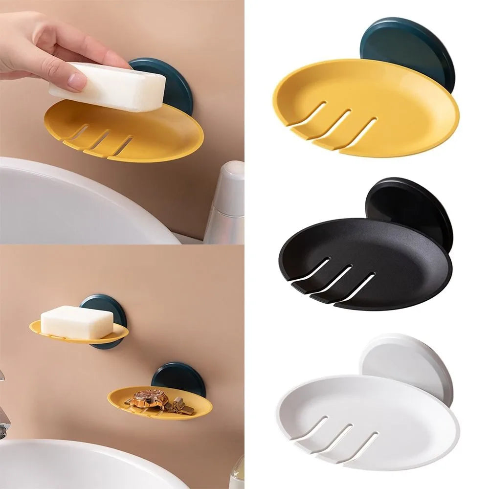 1Pc Bathroom Soap Dish Storage Basket Box Plastic Drain Holder Strong Wall Hanging Soap Box Punch-free