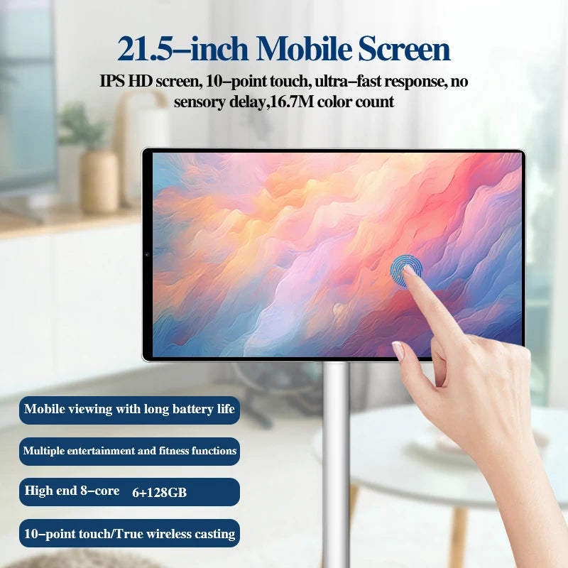 21.5 Inch Portable Smart TV With Touch Screen Display And Interactive LCD Monitor Movable Televisions And Camera