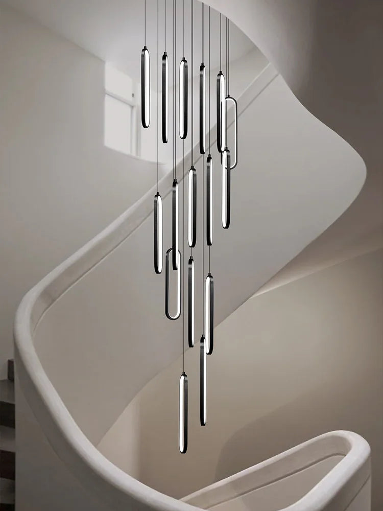 Modern Minimalist Pendant Light Nordic Living Room Kitchen Villa Loft Ceiling Hanging Light Indoor Staircase LED Long Chandelier