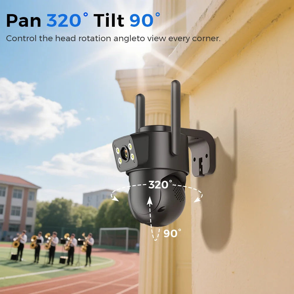 Dual Screen WiFi Security Camera 4K 8MP Dual Lens Surveillance Camera Human Detection Night Vision 5X Zoom Home Outdoor Security