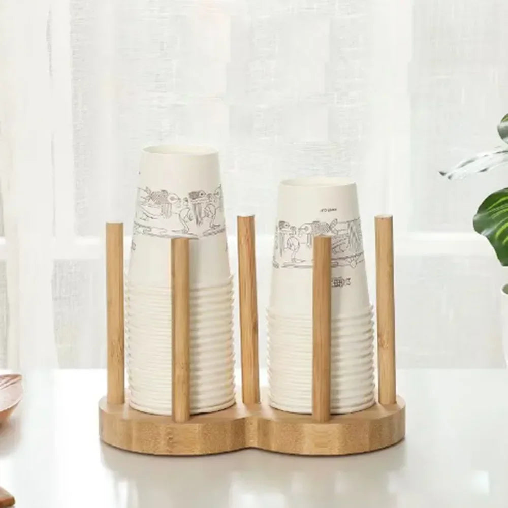 Disposable Paper Cup Storage Rack Wooden Guest Paper Cup Sorting Rack Embedded Cup Holder Household Cup Picker