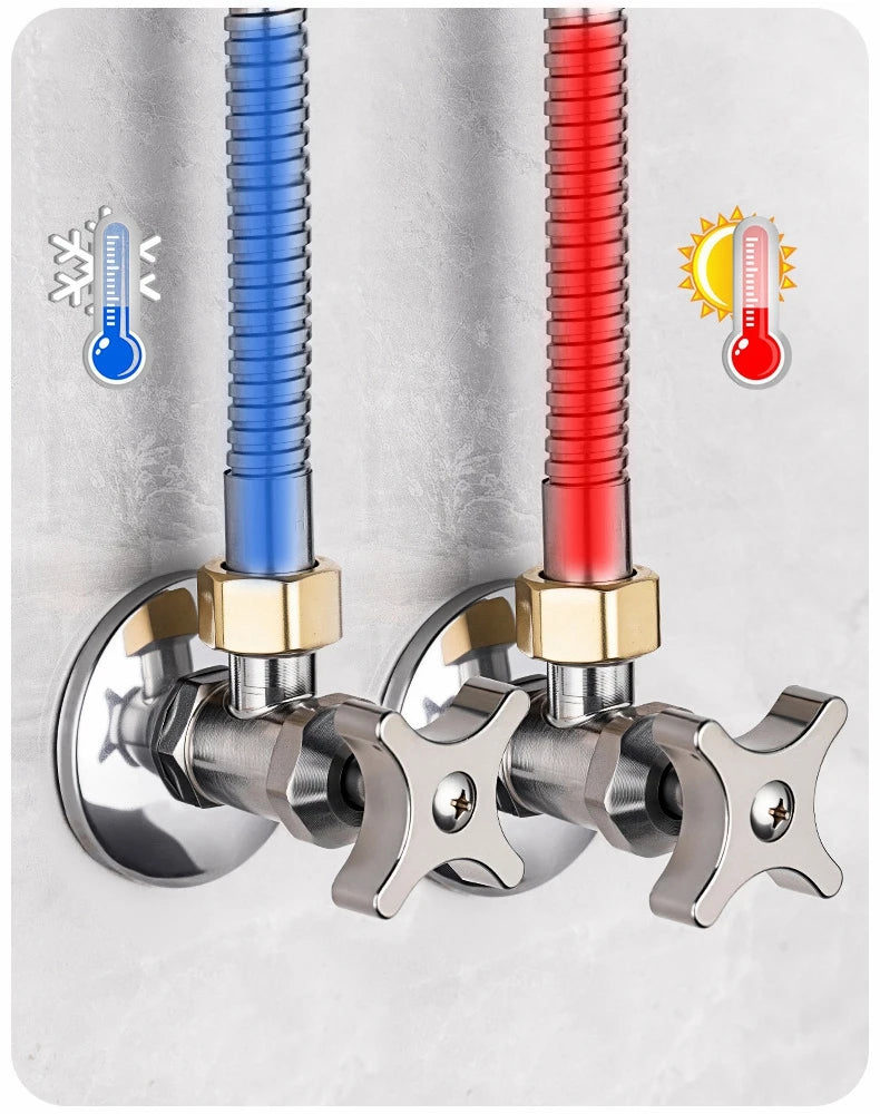 Stainless Steel Bathroom Quick Opening Triangle Valve Faucet Accessories Thickened Triangle Valve For Hot and Cold Water