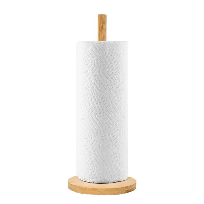 Kitchen Wooden Roll Paper Towel Holder Bathroom Tissue Vertical Stand Disposable Paper Pot Kitchen Toilet Storage Accessories