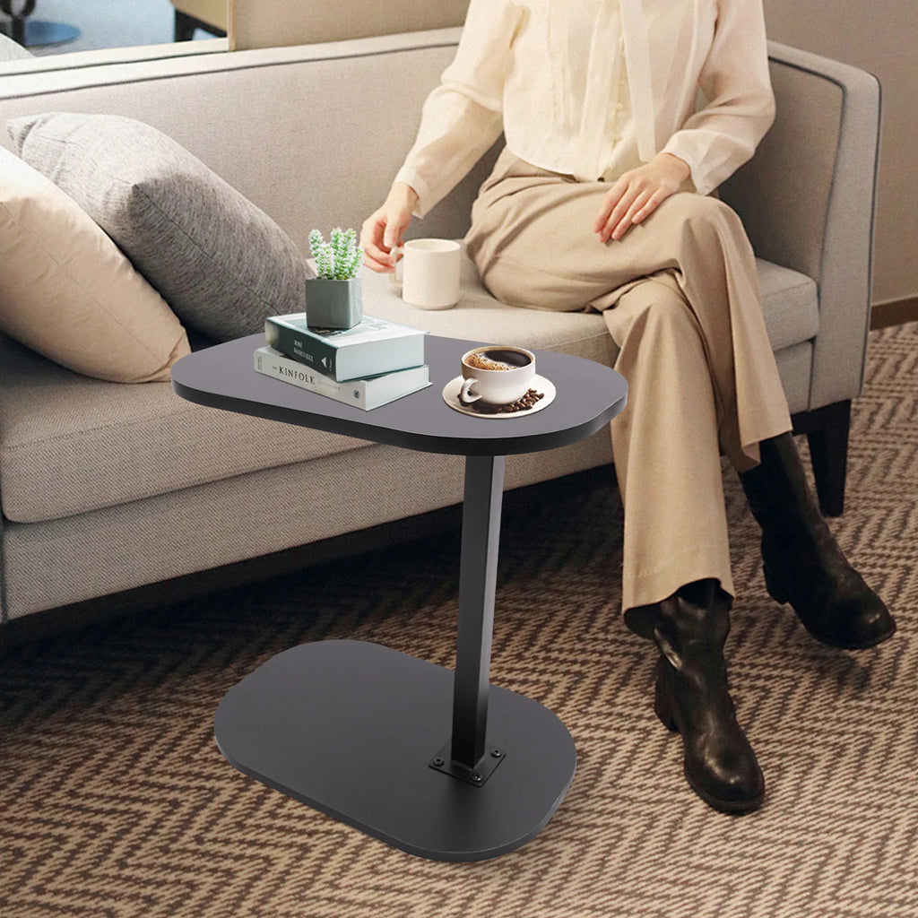 C Shaped Side Table Adjustable Height Compact Coffee Table 360 Rotatable Desktop Surface Modern Light Luxury Style