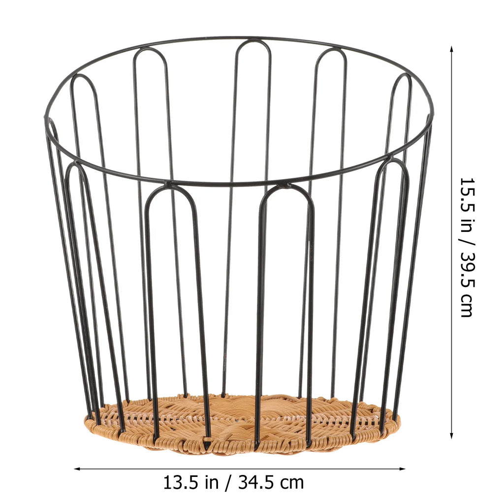 Premium Woven Bread Basket with Iron Frame and PP Material Rustic Storage Basket for Kitchen Counter Serving Fruits Vegetables