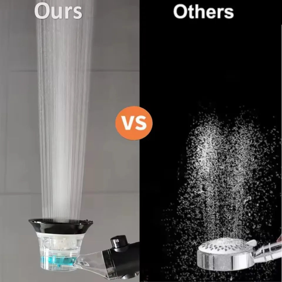 Turbo Propeller Big Boost Shower Head With Filter Stop Button 3 Modes Adjustable Spray Nozzle High Pressure Bathroom Shower Head