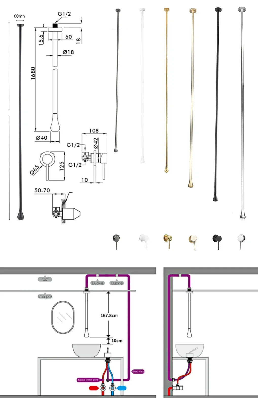 Water Drop Hang Ceiling Faucet Bathroom Basin Bathtub Tap Solid Brass  Hot Cold Water Sink Mixer Tub Hardware