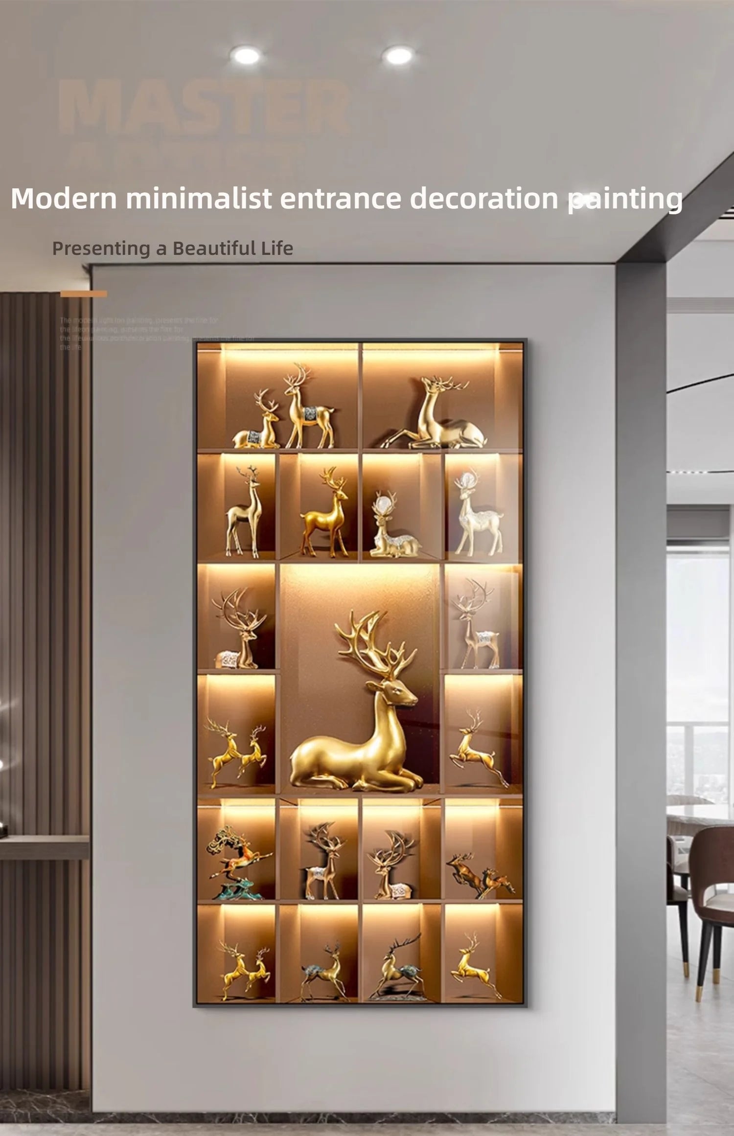 Modern Light Luxury Entrance LED Decorative Painting Home Decoration Living Room Bedroom Sofa Background Corridor Mural Light