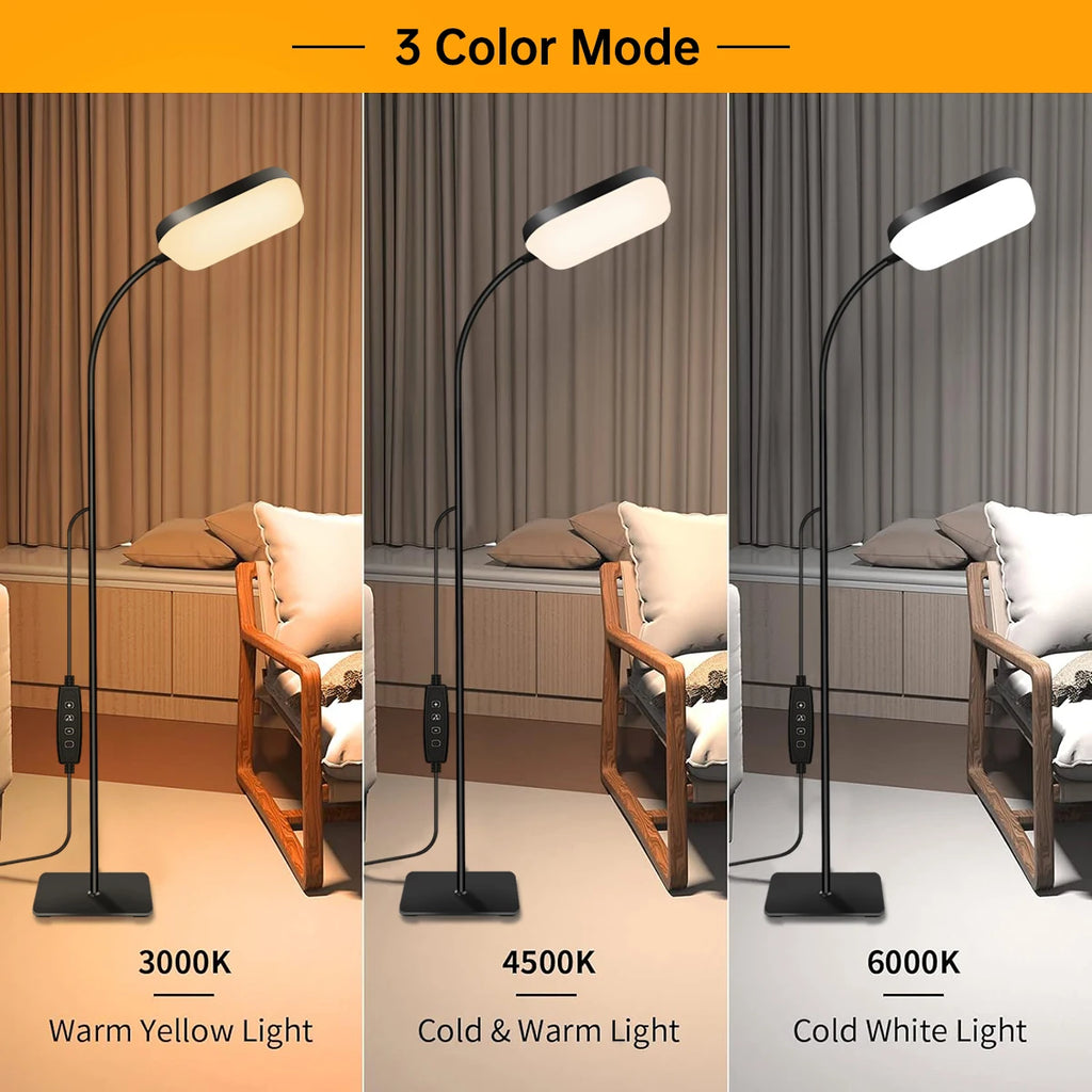 Modern LED Floor Lamp Bright 18W Sofa Reading Lamps for Lash Extensions Dimmable Modern Standing Light Adjustable Gooseneck
