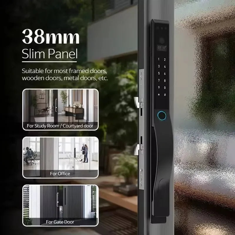 SZJN 3D Face Recognition Tuya Wifi Digital Electronic Broken Bridge Aluminum Lock Waterpoof Fingerprint Password Card Key Unlock