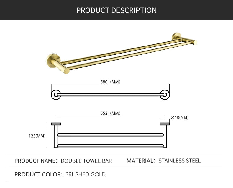 Bathroom Accessories Towel Rack Shelf Paper Holder Stainless Steel Toilet Brush Holder Hand Towel Ring Robe Hook Hanger Chrome