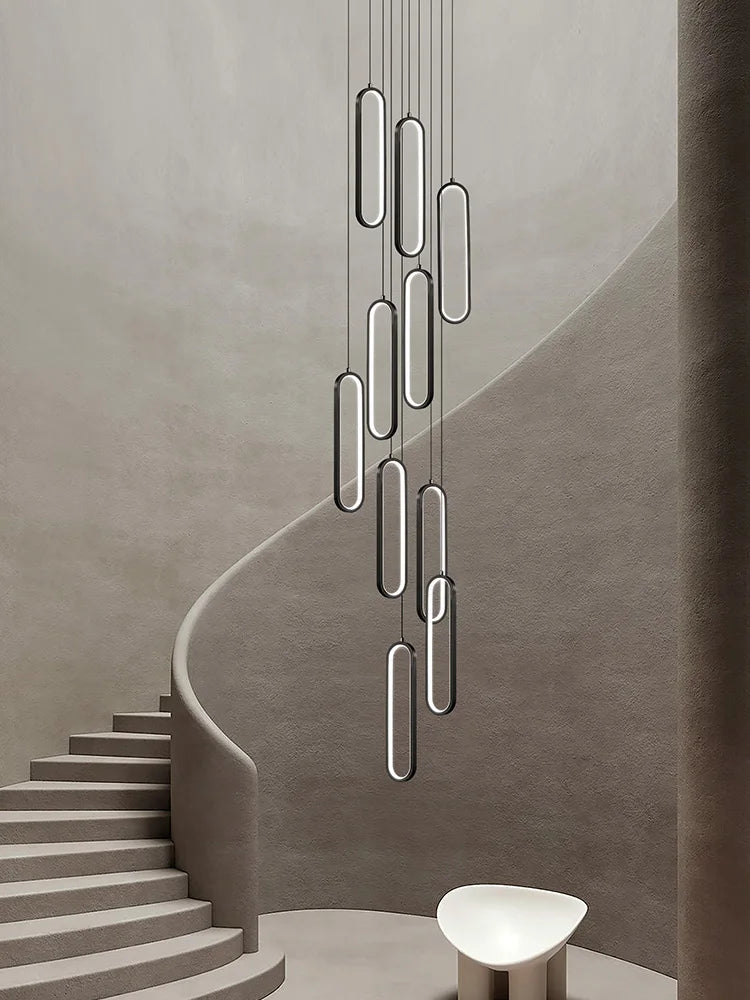 Modern Minimalist Pendant Light Nordic Living Room Kitchen Villa Loft Ceiling Hanging Light Indoor Staircase LED Long Chandelier