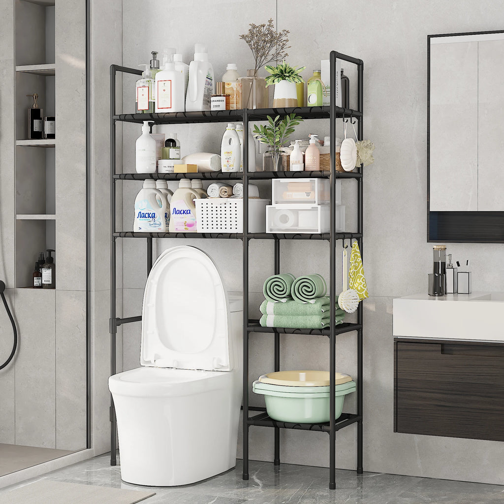 2/3 Tier Bathroom Storage Cabinet - Space-Saving, Over-The-Toilet Storage Shelf, Easy to Assemble, Suitable for Bathroom Essentials with Rust-Proof Metal Frame and Plastic Dividers, Ideal for Storing Toiletries, Towels, and D